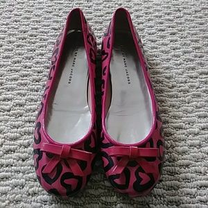 Marc Jacobs pink heart ballet flats shoes sz 37.5